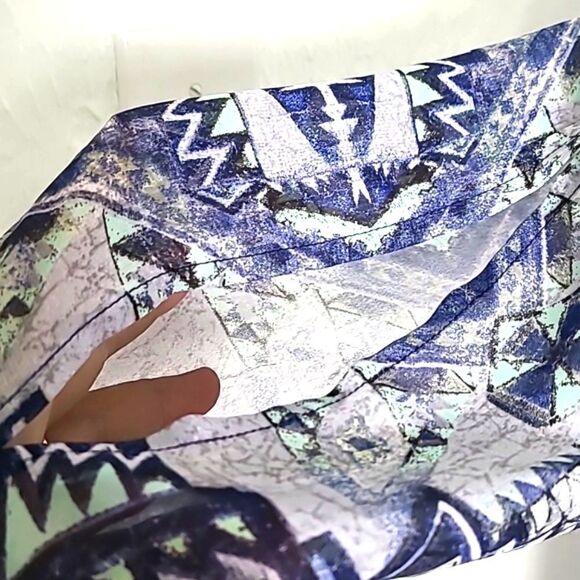 BeBop Blue & Purple Aztec Print Mini-Dress, Sheer with Lining, Size Large - Picture 6 of 12